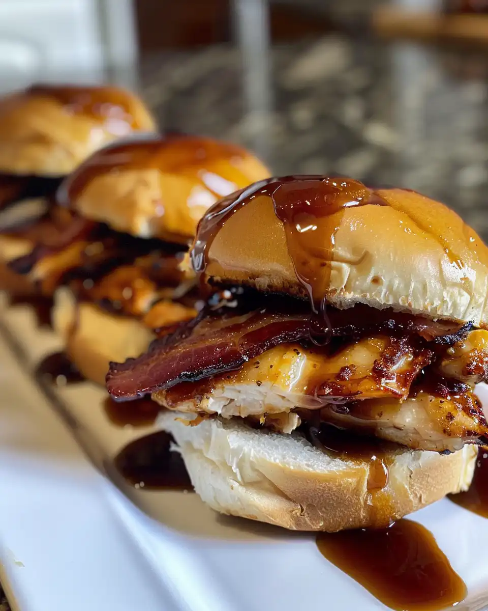 Maple chicken bacon sliders fresh and ready to serve
