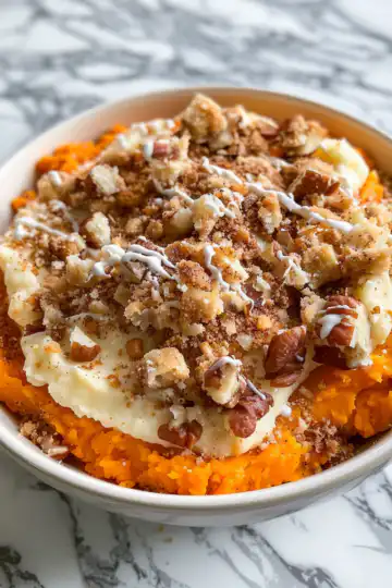 Mashed sweet potato casserole taken with iphone 15 pro max --iw 2 --ar 4:5 --v 6.0 --raw