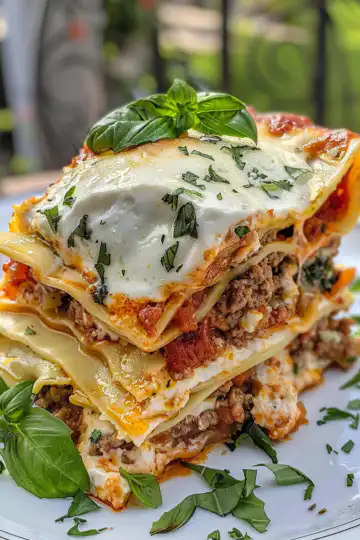 Meat lasagna taken with iphone 15 pro max --iw 2 --ar 4:5 --v 6.0 --raw