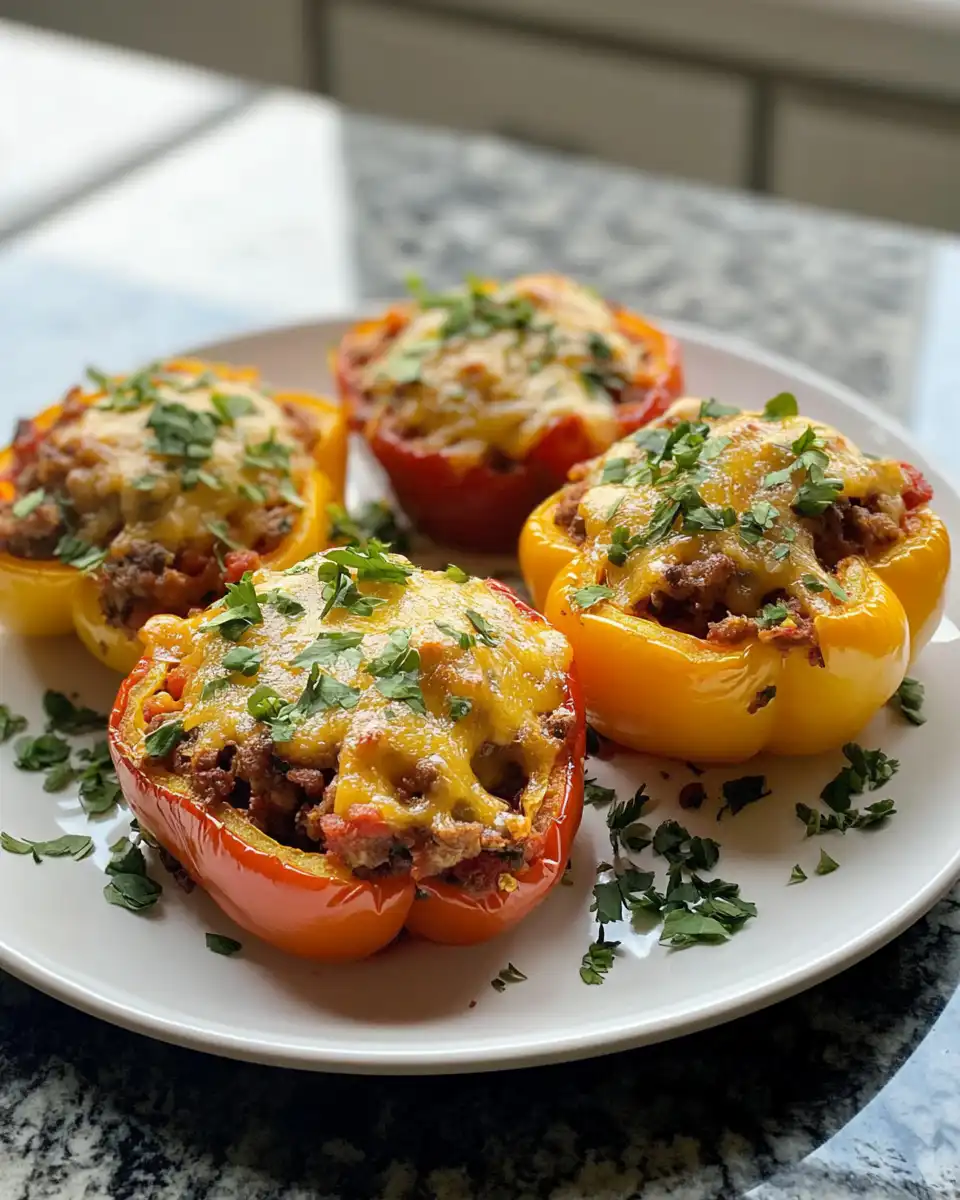 Finished plated Mexican stuffed peppers