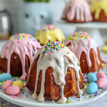Mini Easter Bundt Cakes taken with iphone 15 pro max --iw 2 --ar 4:5 --v 6.0 --raw
