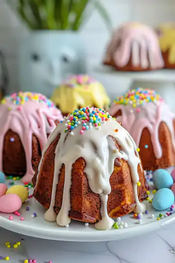 Mini Easter Bundt Cakes taken with iphone 15 pro max --iw 2 --ar 4:5 --v 6.0 --raw