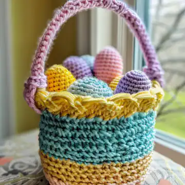 Mini Easter Treat Basket Free Crochet Patterns taken with iphone 15 pro max --iw 2 --ar 4:5 --v 6.0 --raw