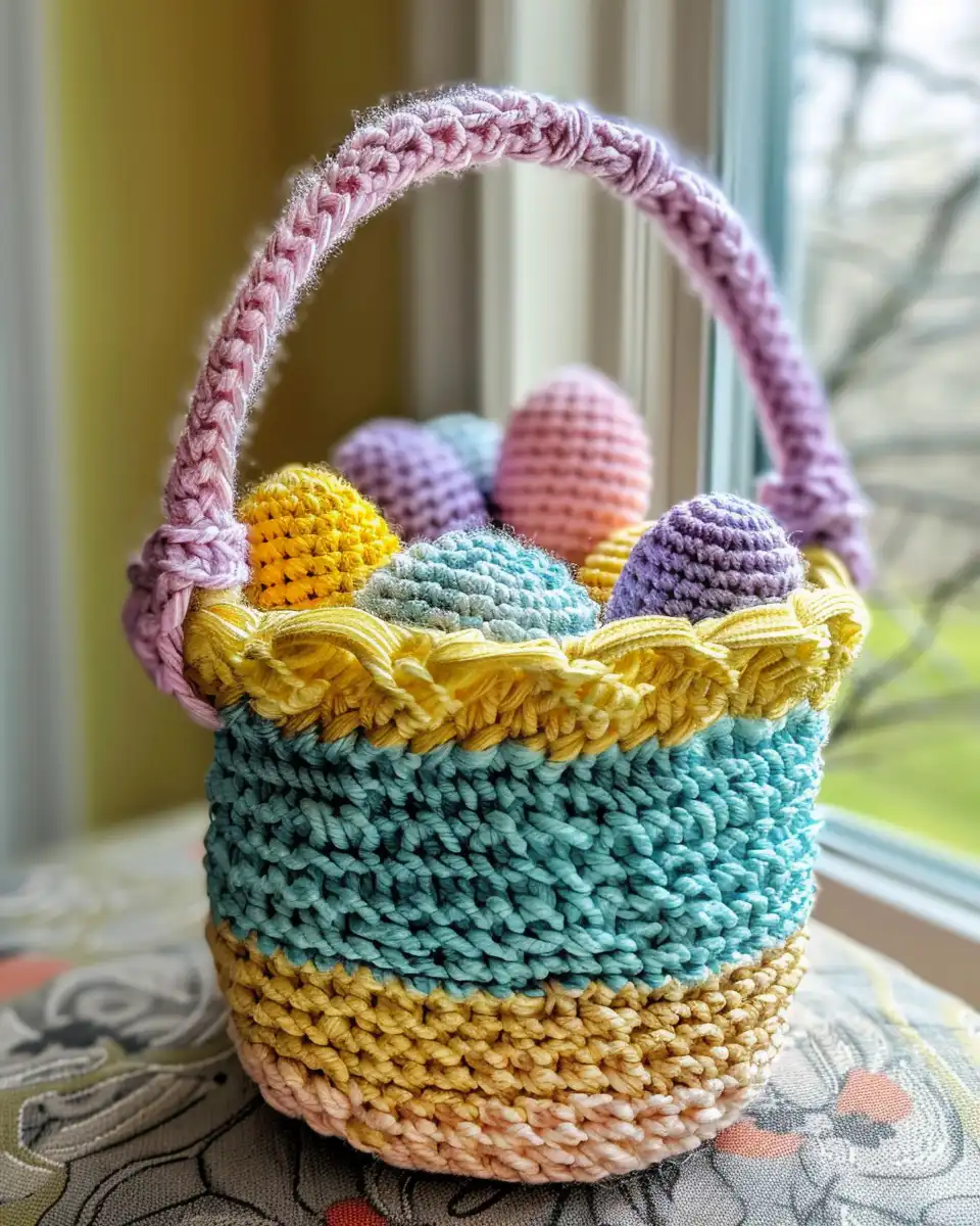Mini Easter crochet basket made with pressure cooker theme