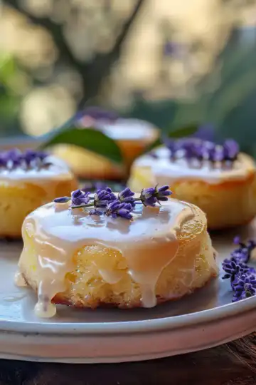 Mini Lemon Cakes With Lavender Glaze taken with iphone 15 pro max --iw 2 --ar 4:5 --v 6.0 --raw