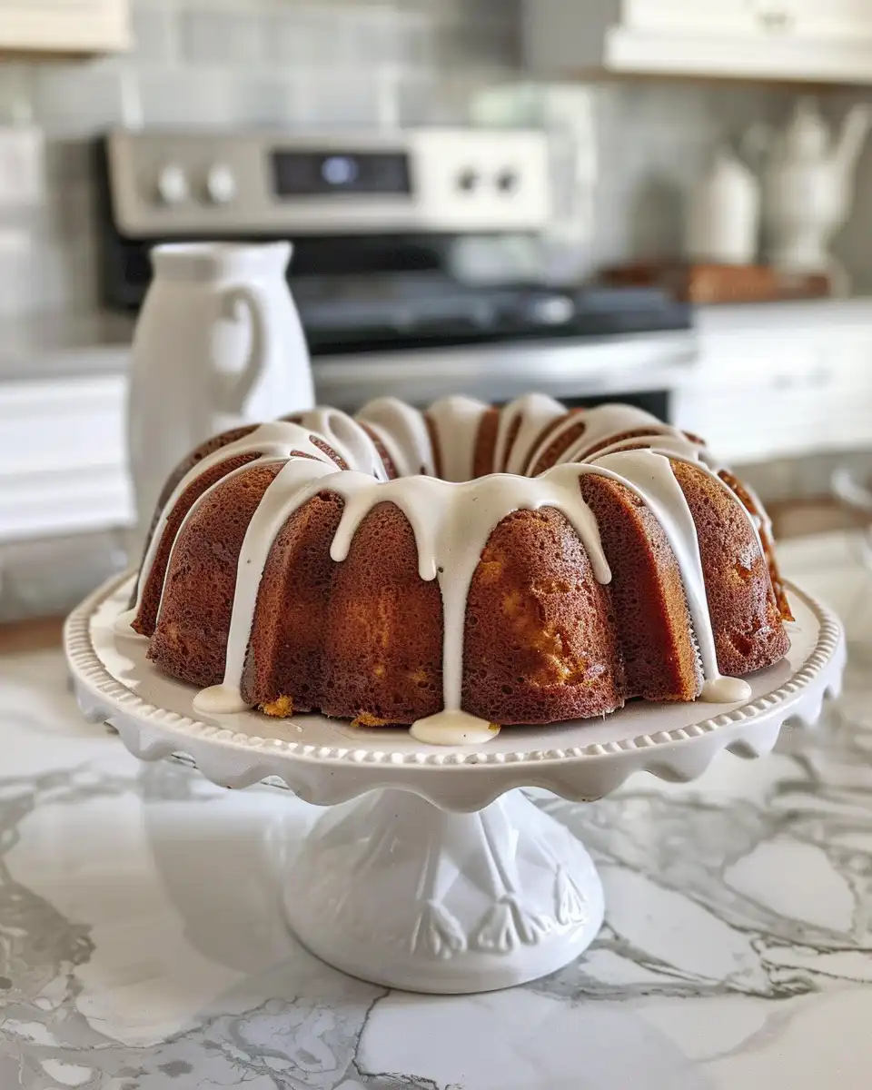 Finished pressure cooker carrot bundt cake ready to serve on plate