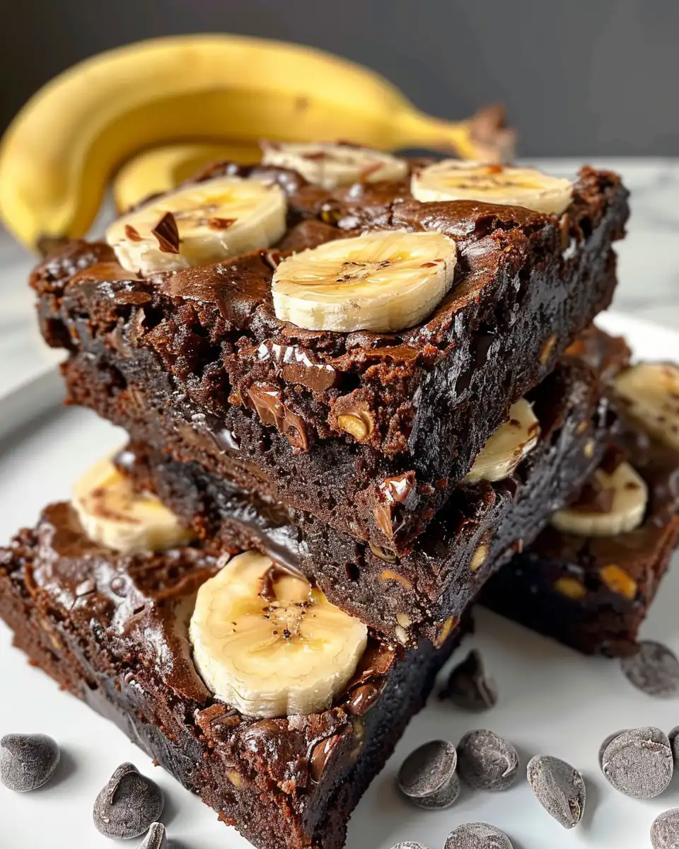 Close-up of moist banana bread brownies slice with frosting