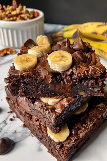 Moist Fudgy Banana Bread Brownies taken with iphone 15 pro max --iw 2 --ar 4:5 --v 6.0 --raw