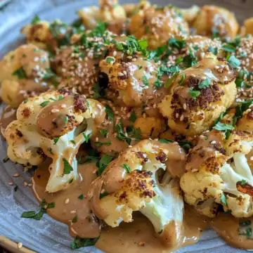 Moroccan Cauliflower with Tahini-Honey taken with iphone 15 pro max --iw 2 --ar 4:5 --v 6.0 --raw