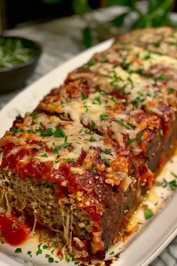 Mouthwatering Garlic Parmesan Meatloaf Recipe taken with iphone 15 pro max --iw 2 --ar 4:5 --v 6.0 --raw