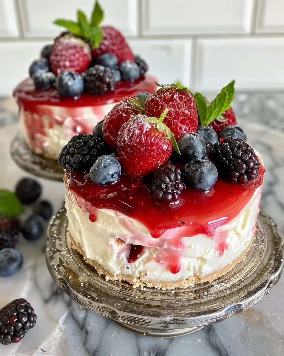 Sliced no bake Greek yogurt Jello cheesecake showing creamy texture