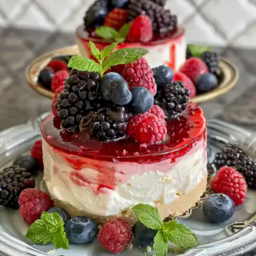 No-Bake Greek Yogurt Jello Cheesecake taken with iphone 15 pro max --iw 2 --ar 4:5 --v 6.0 --raw