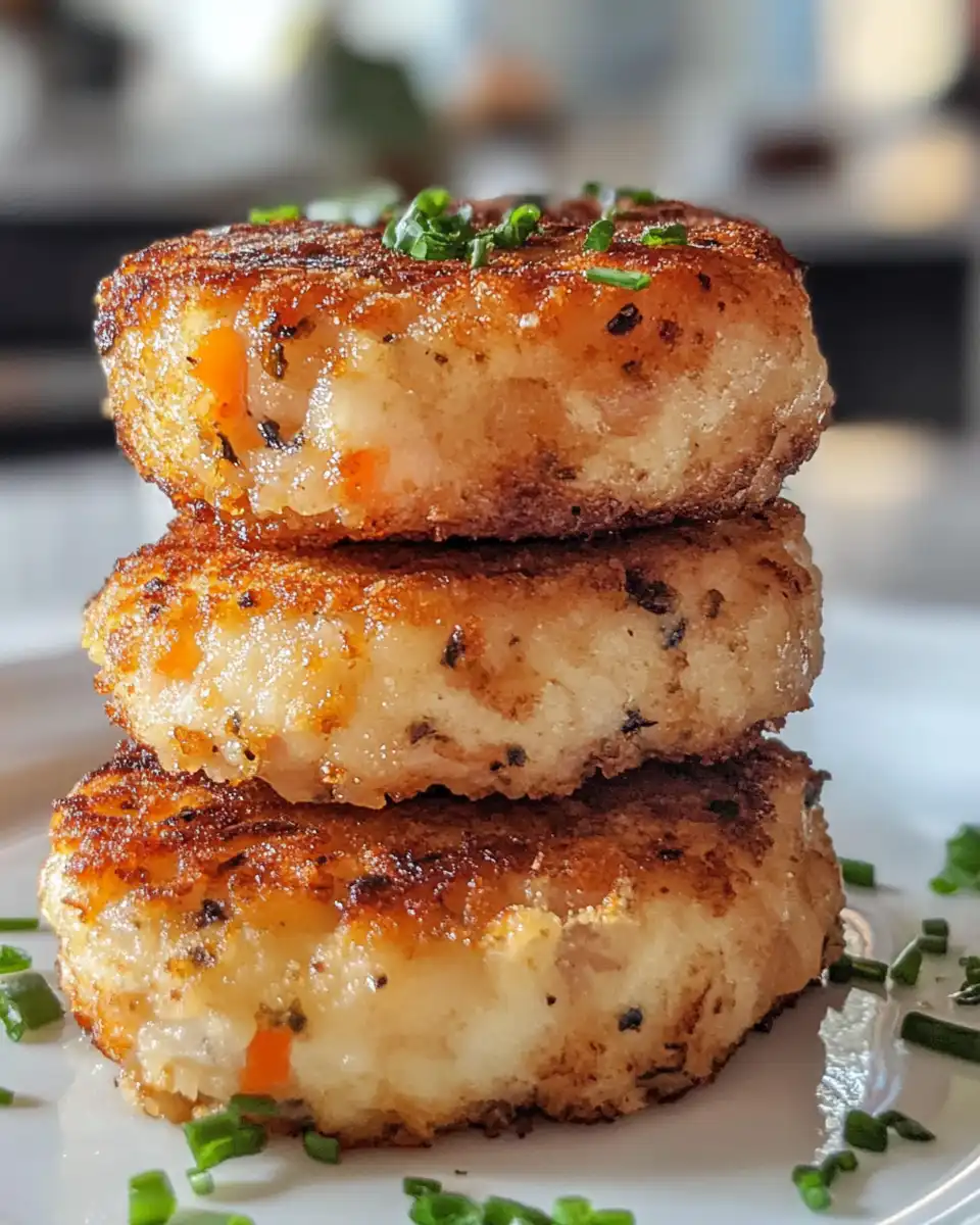 Serving plate with golden Nova Scotia fish cakes garnished with fresh herbs