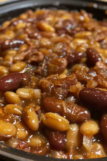 Old Fashioned Baked Beans taken with iphone 15 pro max --iw 2 --ar 4:5 --v 6.0 --raw
