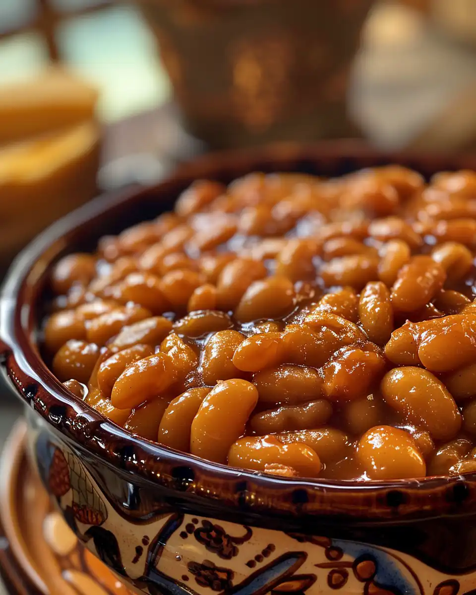Freshly cooked old fashioned baked beans served warm