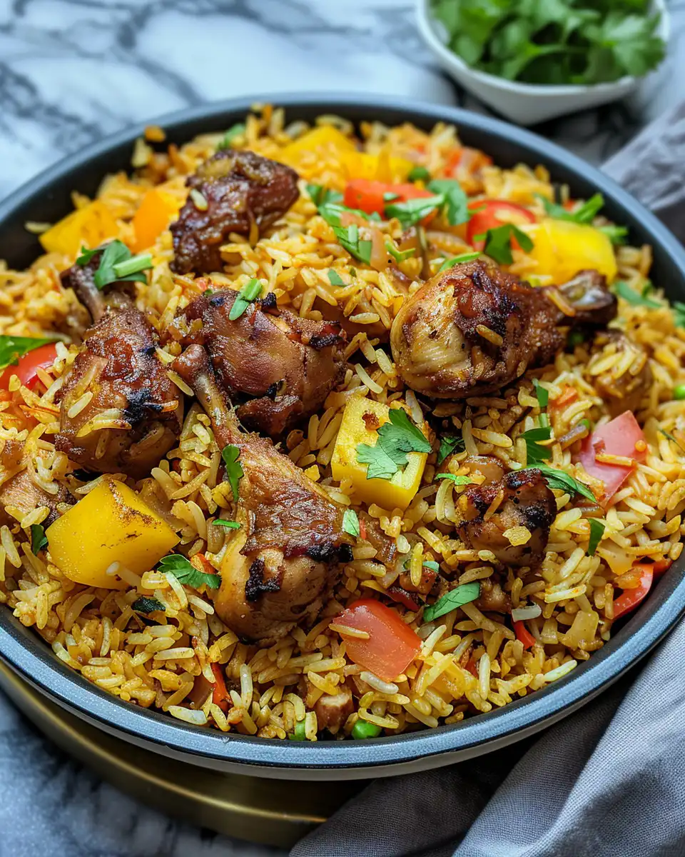 Ingredients for one pot chicken shawarma rice with spices and lemon