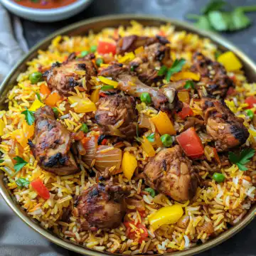 One Pot Chicken Shawarma Rice taken with iphone 15 pro max --iw 2 --ar 4:5 --v 6.0 --raw