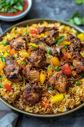 One Pot Chicken Shawarma Rice taken with iphone 15 pro max --iw 2 --ar 4:5 --v 6.0 --raw