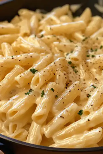 One-Pot Greek Yogurt Alfredo Pasta (30-Minutes) taken with iphone 15 pro max --iw 2 --ar 4:5 --v 6.1 --raw