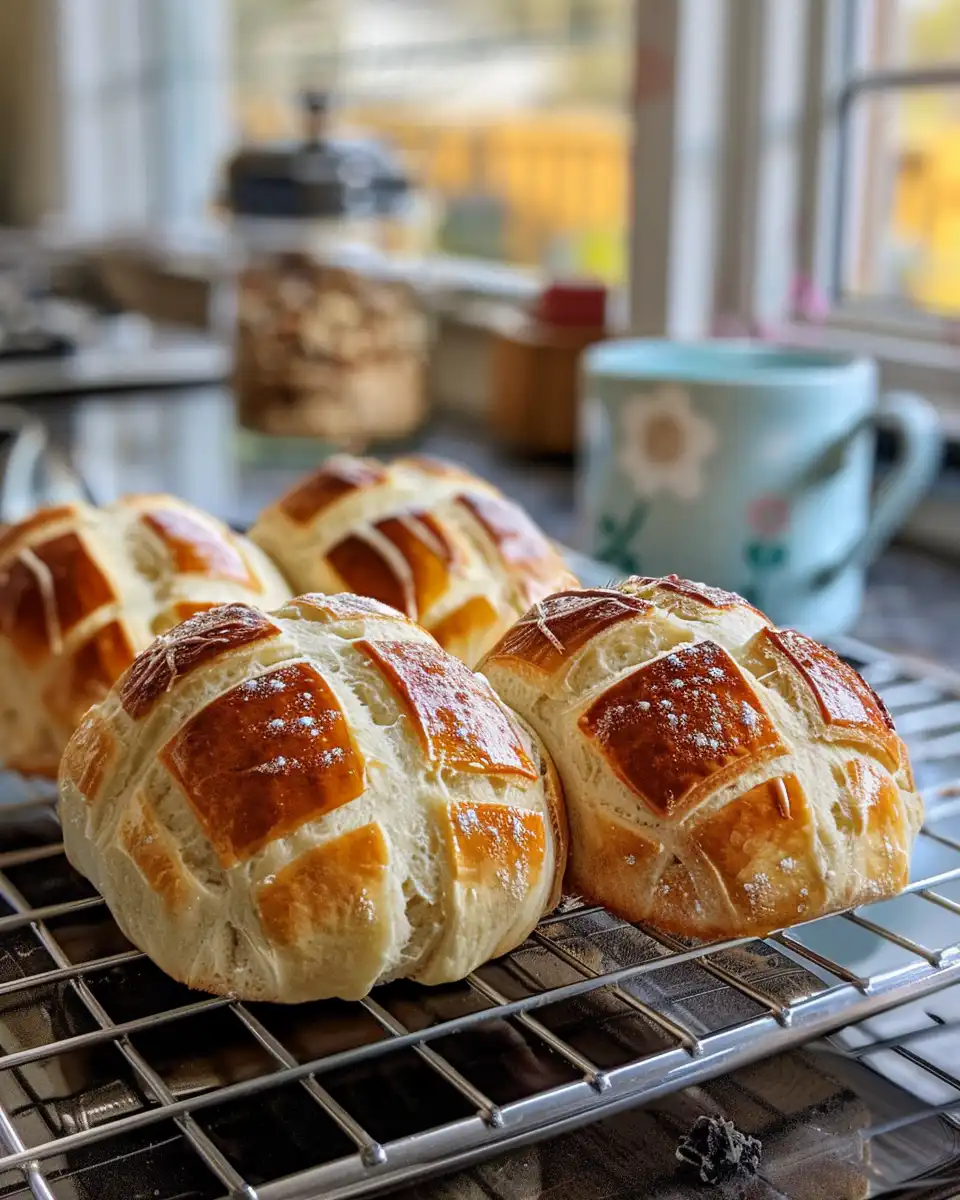 Final golden brown vegan chocolate orange hot cross buns fresh from the cooker