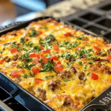 Overnight Breakfast Casserole taken with iphone 15 pro max --iw 2 --ar 4:5 --v 6.1 --raw