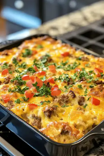 Overnight Breakfast Casserole taken with iphone 15 pro max --iw 2 --ar 4:5 --v 6.1 --raw