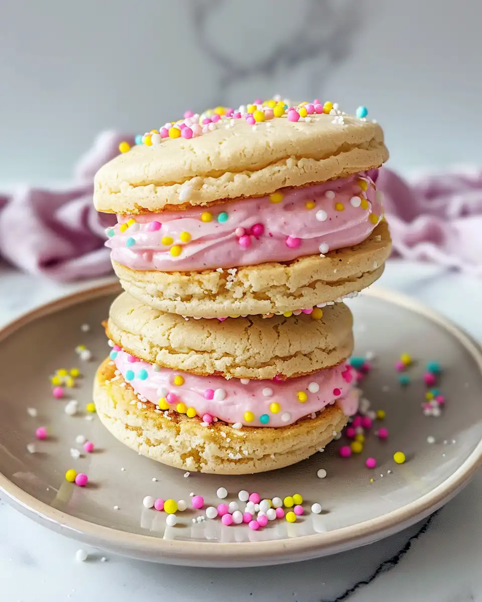 Ingredients for pastel sugar cookie sandwiches laid out on table