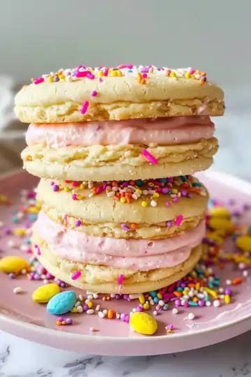 Pastel Sugar Cookie Sandwiches (Easy Easter Dessert Idea) taken with iphone 15 pro max --iw 2 --ar 4:5 --v 6.0 --raw