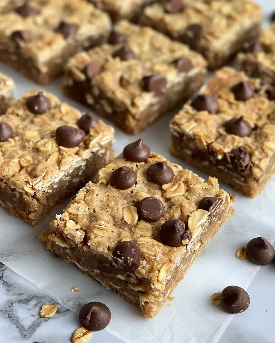 Freshly baked peanut butter oatmeal bars just out of the oven