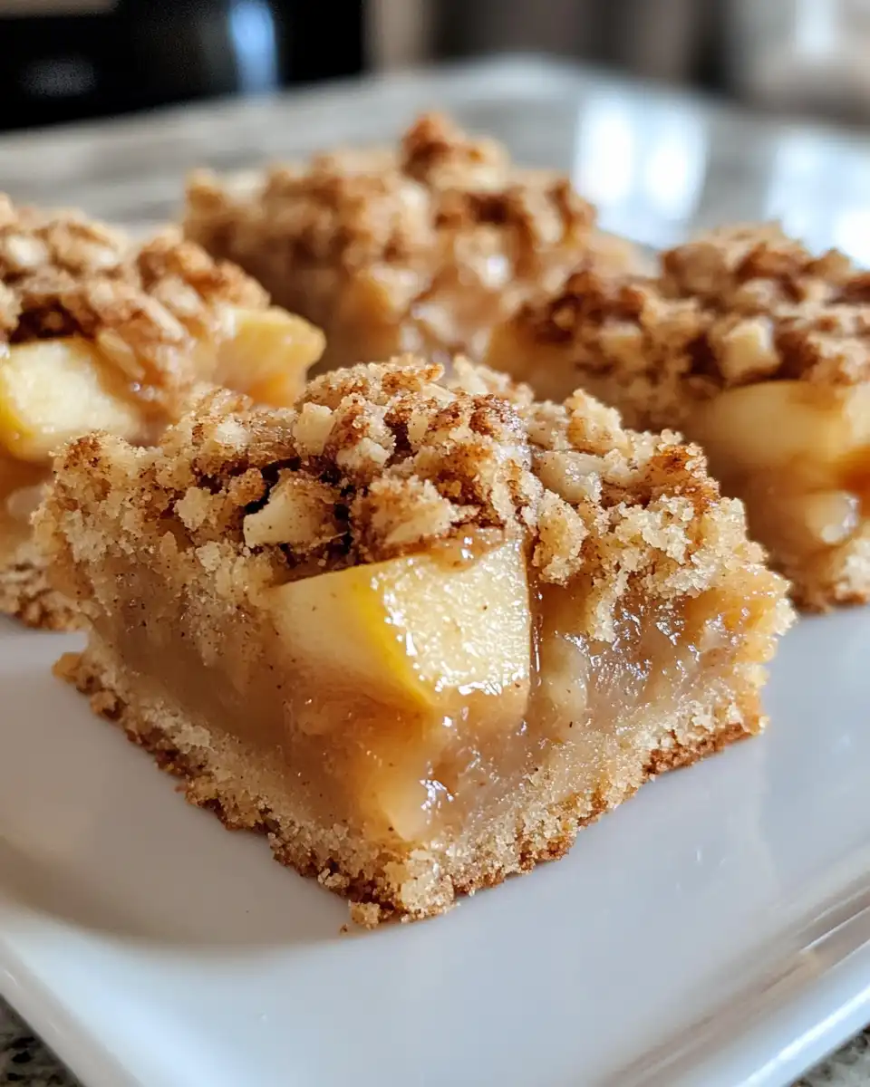 Ingredients and preparation showing shortbread crust and apple layer for crisp bars