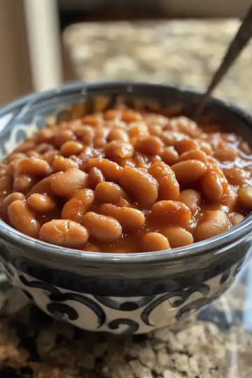 Perfect Baked Beans taken with iphone 15 pro max --iw 2 --ar 4:5 --v 6.0 --raw