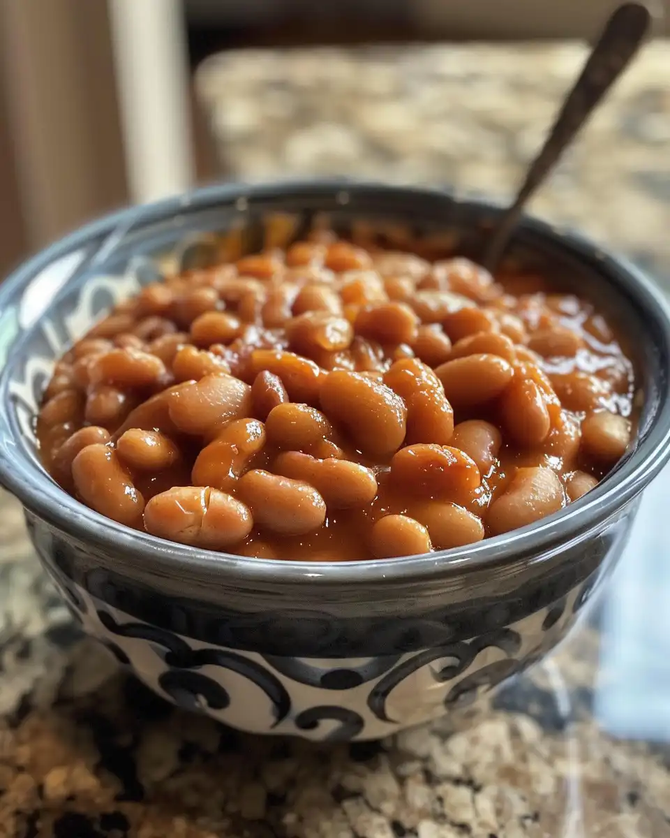 Pressure cooker baked beans with rich broth and plump beans