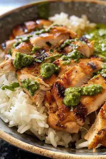 Peruvian Chicken and Rice with Green Sauce taken with iphone 15 pro max --iw 2 --ar 4:5 --v 6.0 --raw