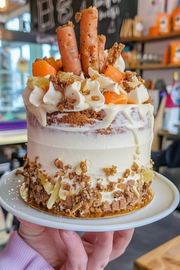 Pineapple carrot cake taken with iphone 15 pro max --iw 2 --ar 4:5 --v 6.0 --raw