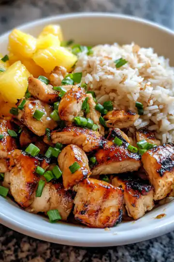 Pineapple Chicken and Rice taken with iphone 15 pro max --iw 2 --ar 4:5 --v 6.1 --raw