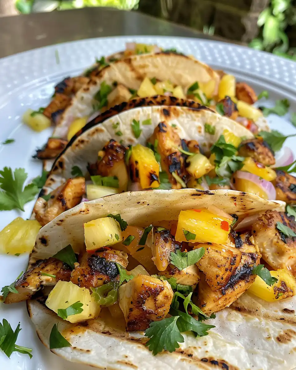 Steam rising from pressure cooker with pineapple chicken tacos ready