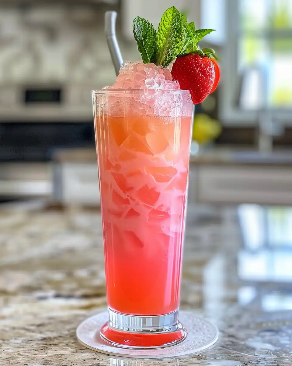 Final served Cottontail sherbet mocktails garnished with fresh raspberries and mint leaves
