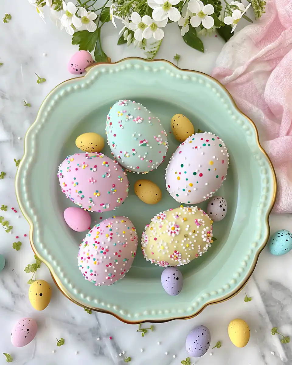 Freshly baked Easter cake decorated with fresh berries and powdered sugar