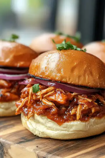 Pulled chicken sandwiches taken with iphone 15 pro max --iw 2 --ar 4:5 --v 6.1 --raw
