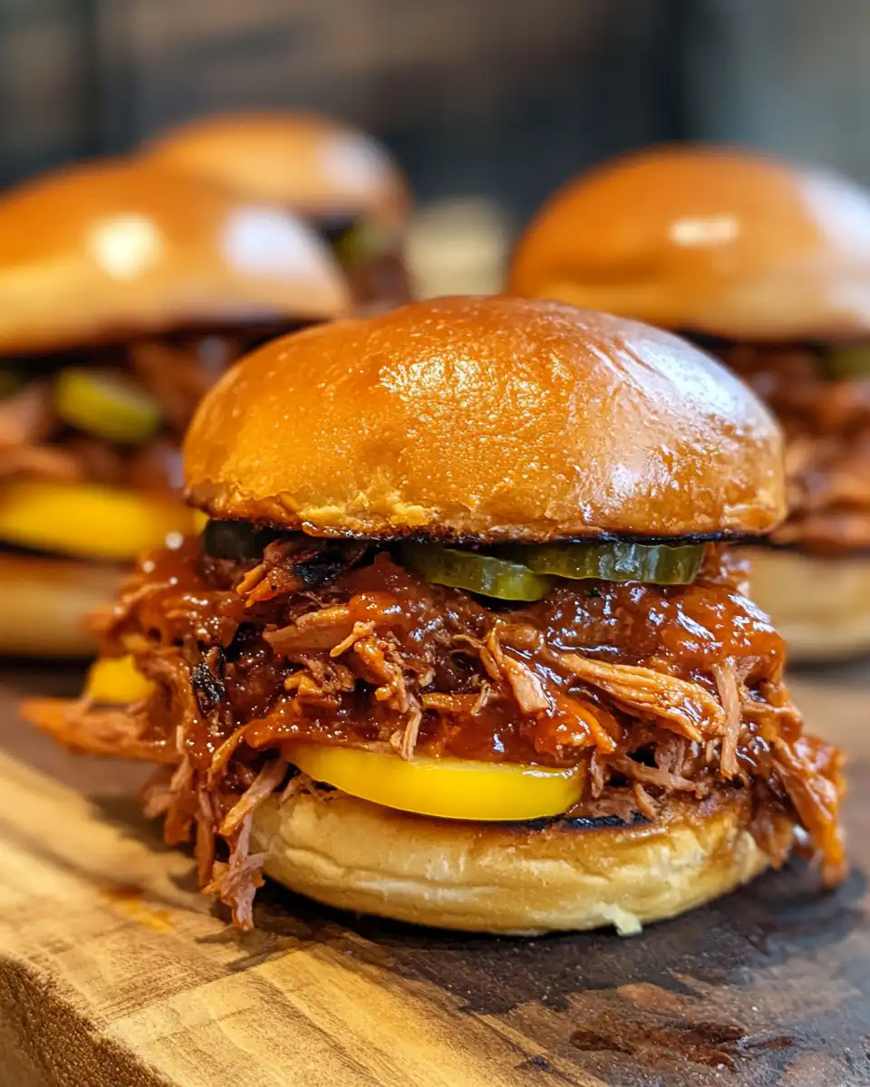 Sliced pulled pork for sandwiches