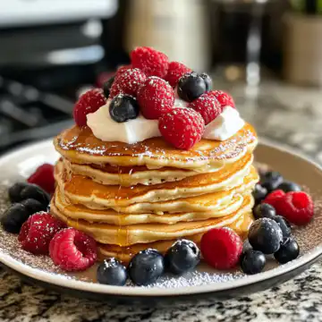Quick and Healthy Greek Yogurt Pancakes taken with iphone 15 pro max --iw 2 --ar 4:5 --v 6.1 --raw