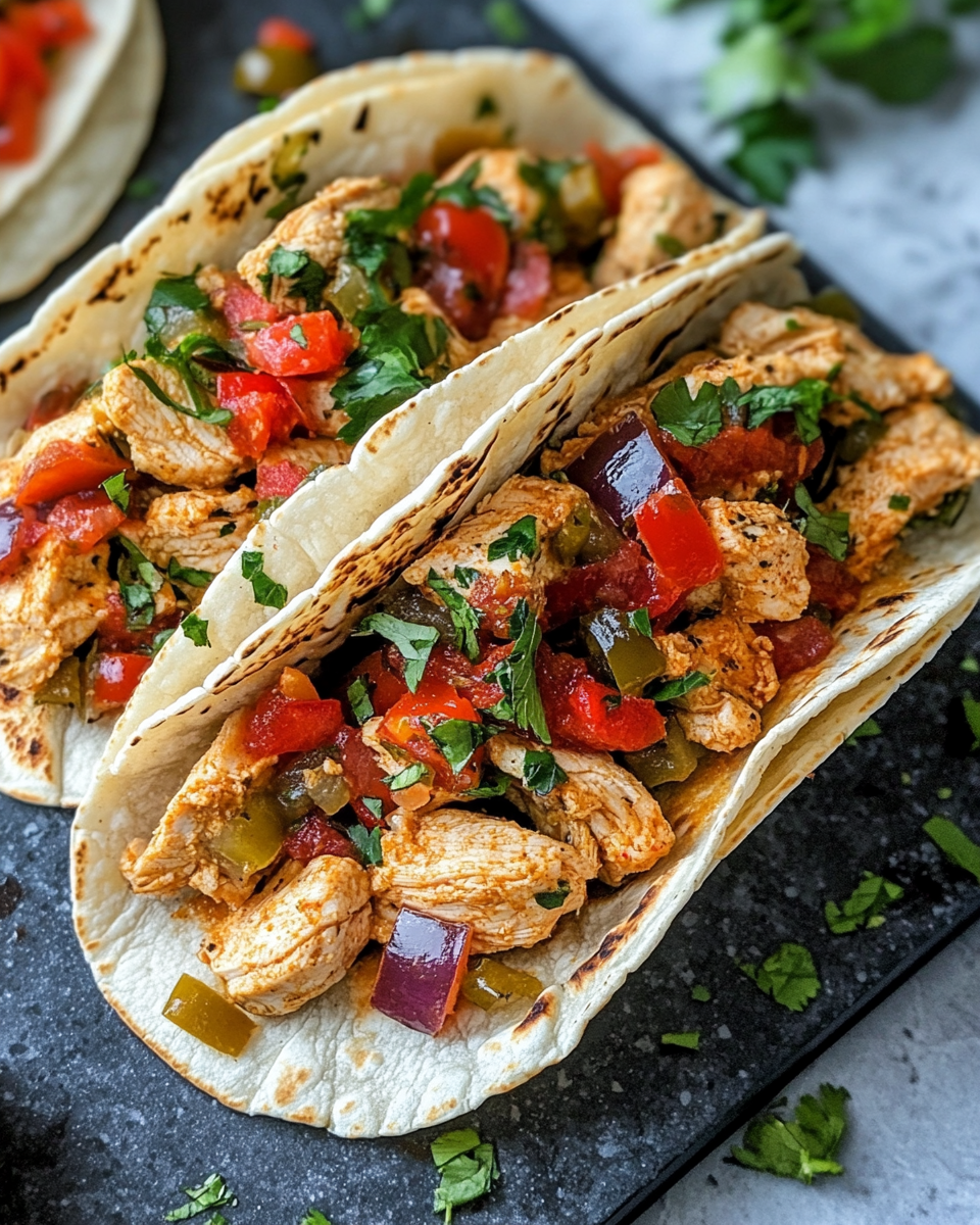 Ingredients prepared for Mediterranean chicken tacos with garlic and oregano