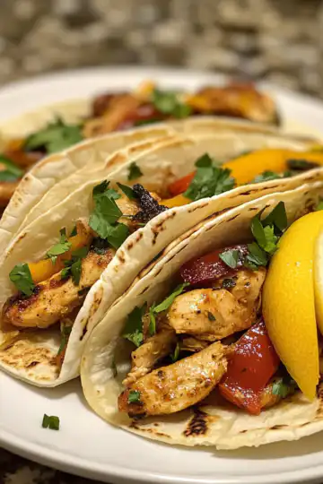 Quick Mediterranean Chicken Tacos taken with iphone 15 pro max --iw 2 --ar 4:5 --v 6.1 --raw