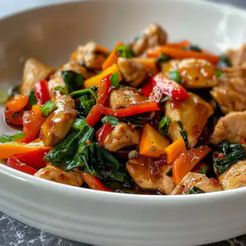 Quick Pepper Chicken Stir Fry (15-Minute Dinner) taken with iphone 15 pro max --iw 2 --ar 4:5 --v 6.0 --raw
