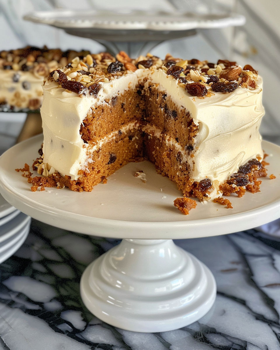 Ingredients for raisin carrot cake prepared on countertop
