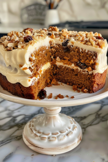 Raisin carrot cake taken with iphone 15 pro max --iw 2 --ar 4:5 --v 6.0 --raw