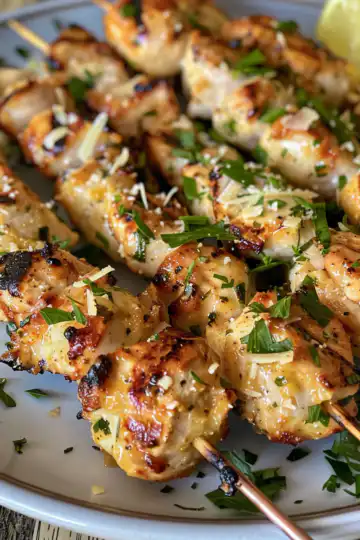 Ranch Garlic Parmesan Chicken Skewers taken with iphone 15 pro max --iw 2 --ar 4:5 --v 6.0 --raw