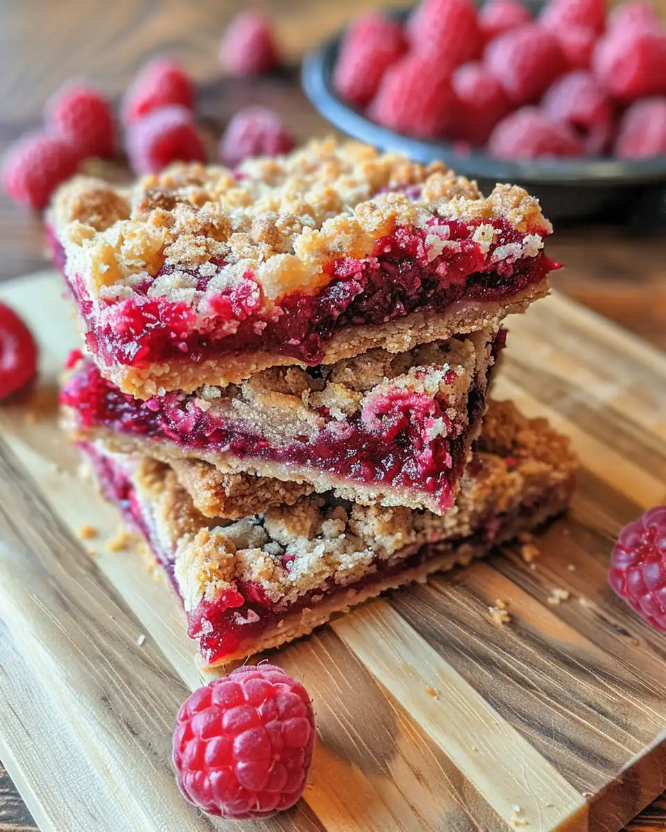 Golden baked raspberry crumble bars cooling on rack