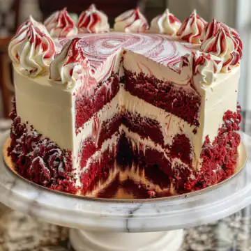 Red Velvet Cheesecake Swirl Cake taken with iphone 15 pro max --iw 2 --ar 4:5 --v 6.0 --raw