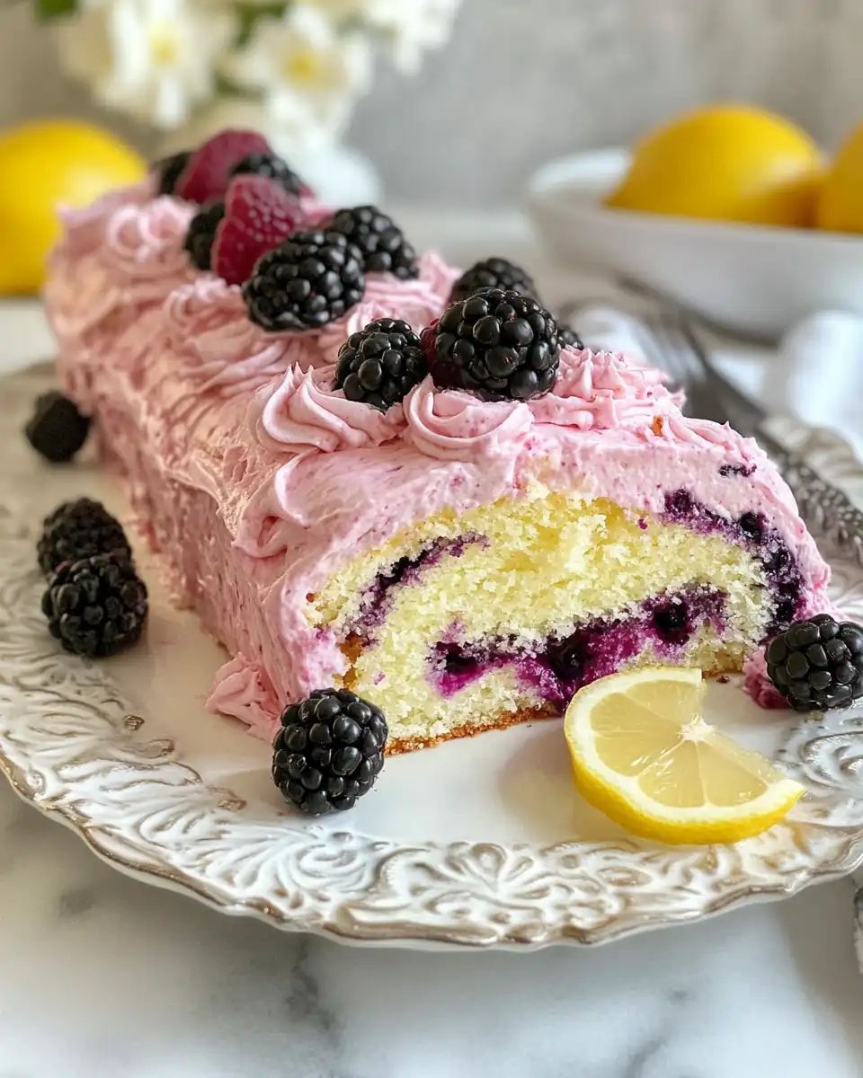 Ingredients for lemon and blackberry cake roll displayed neatly